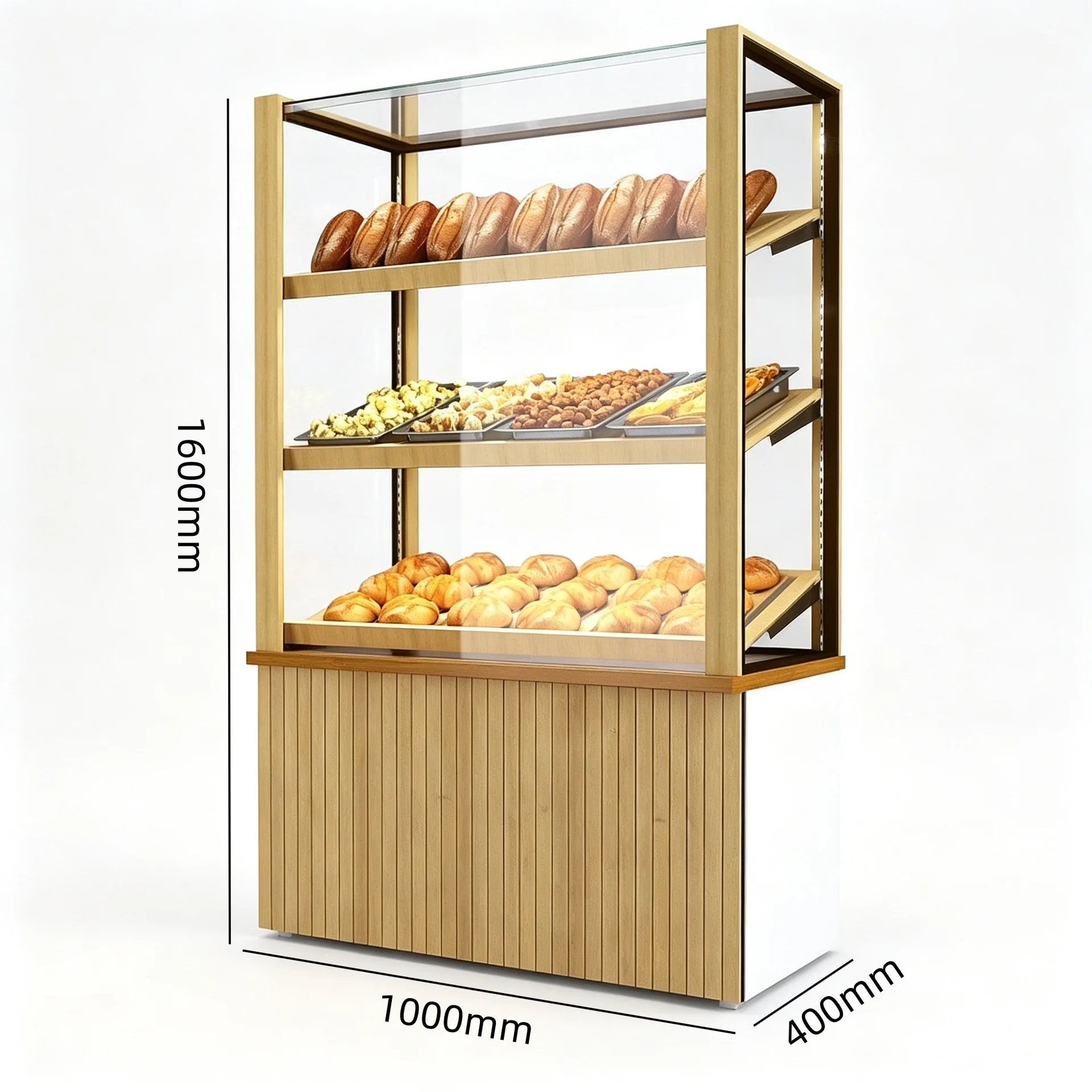 Wood Frame Bakery Bread Display Cabinet for Cafe&Bakery Shop — product detail 1