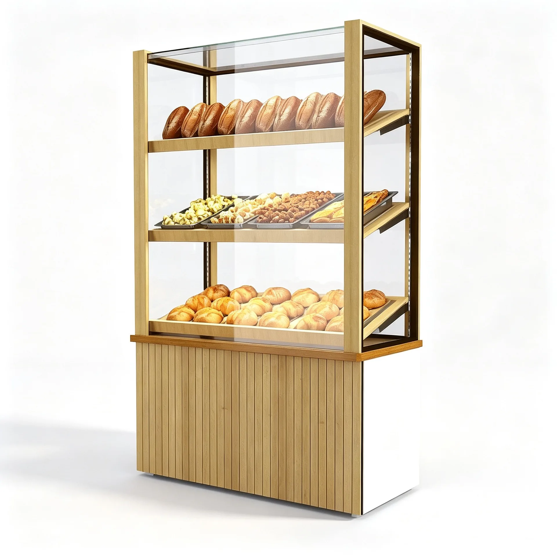 Wood Frame Bakery Bread Display Cabinet for Cafe&Bakery Shop