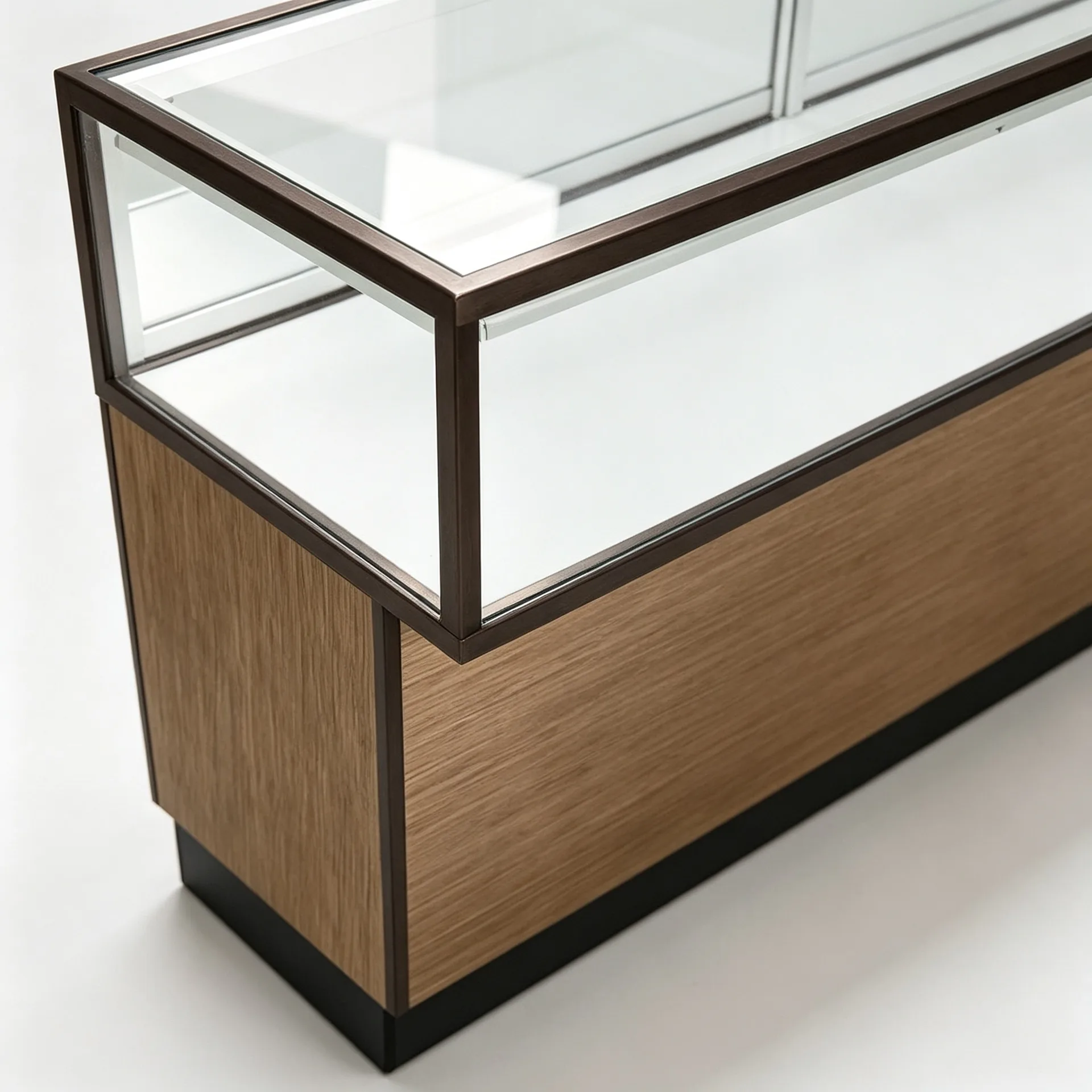 Wood Grain Glass Display Counter for Jewelry Retail Shop — view 3