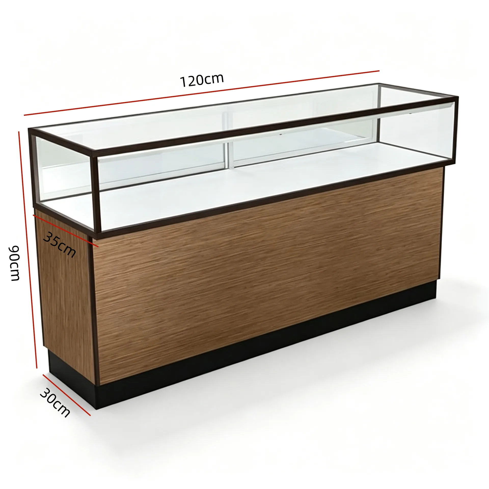 Wood Grain Glass Display Counter for Jewelry Retail Shop — product detail 1