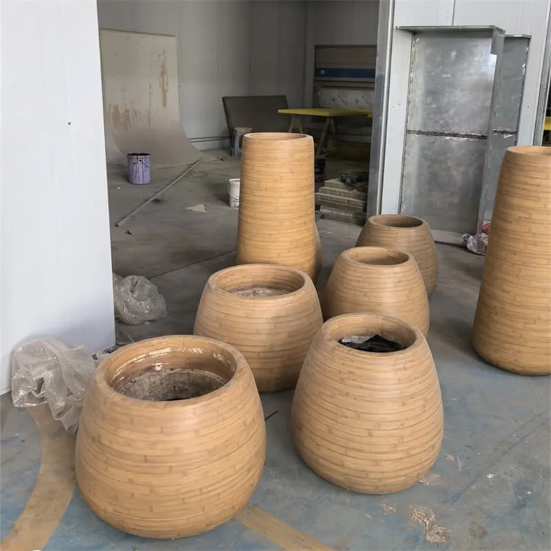 Wood-Look Fiberglass Planter | Customizable Weatherproof Flower Pots for Commercial & Outdoor Use — view 4