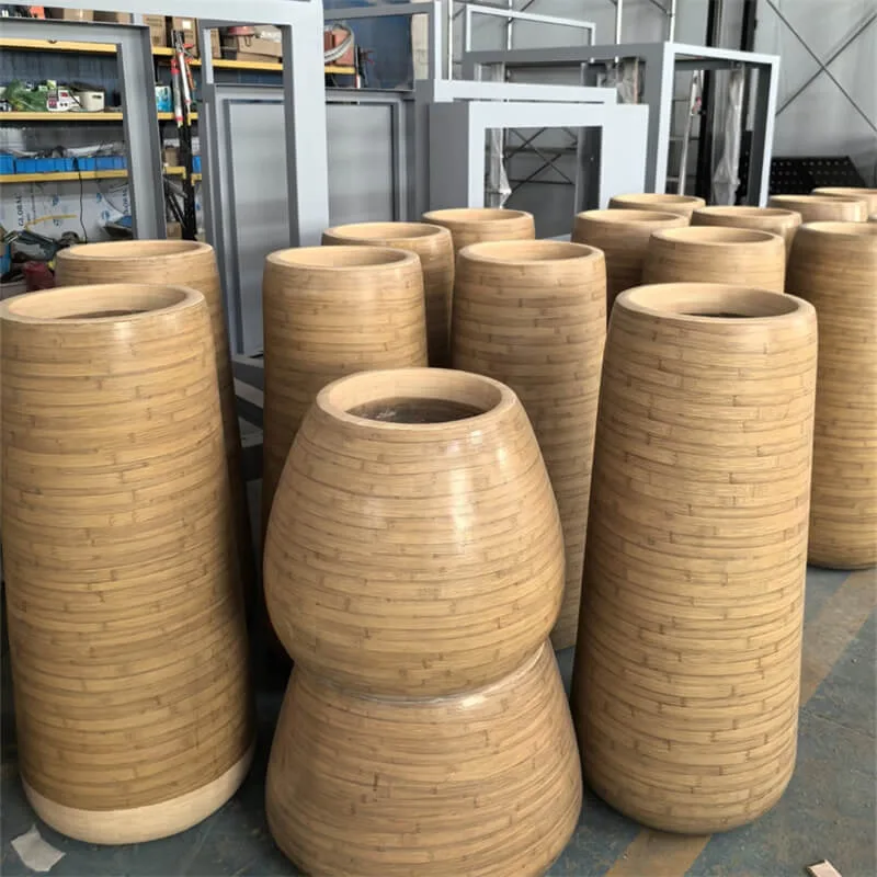 Wood-Look Fiberglass Planter | Customizable Weatherproof Flower Pots for Commercial & Outdoor Use — view 3