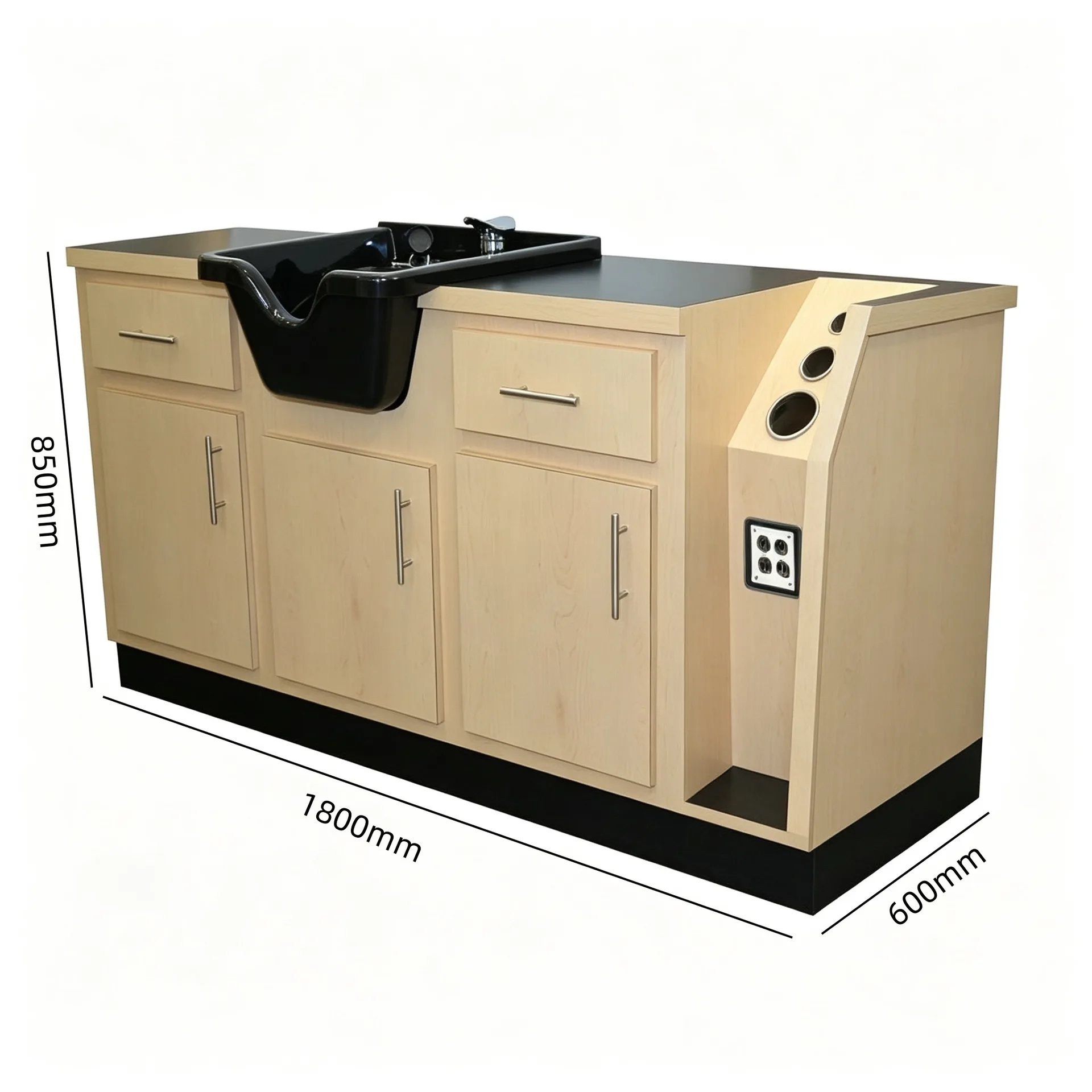 Wood Salon Shampoo Cabinet Wet Station with Sink and Storage for Hair Beauty Salon — product detail 1