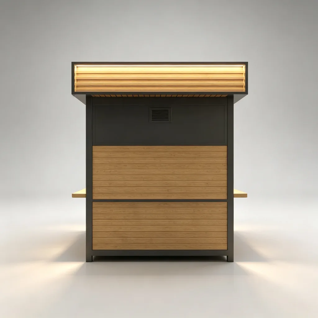 Wood & Steel Outdoor Cafe Stand | 3.5m Open-Air Coffee Kiosk | Custom Design — view 4