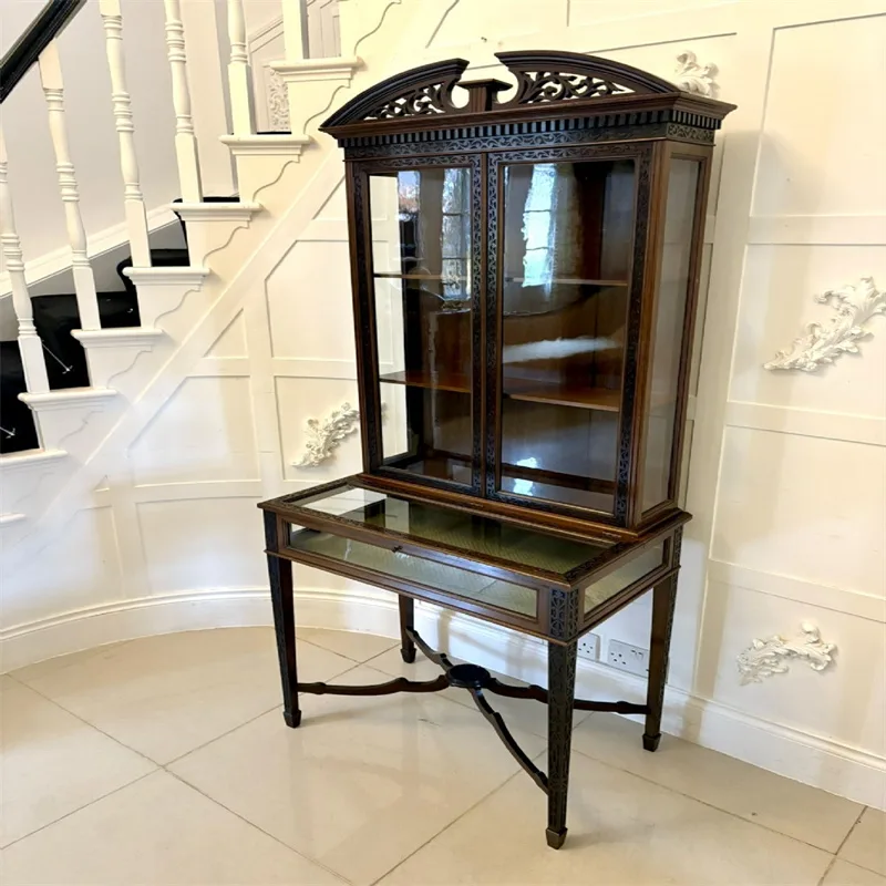 Wooden antique displayshowcase collection cabinet with tempered glass on sale — view 5