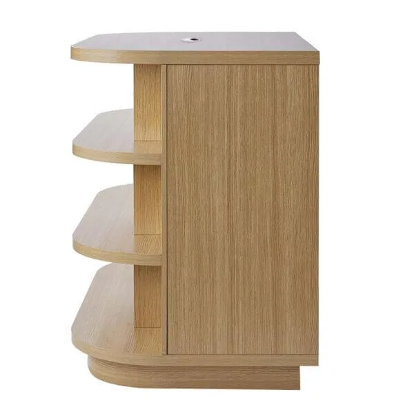 Wooden beauty store reception desk office reception desk with open display shelf — view 3