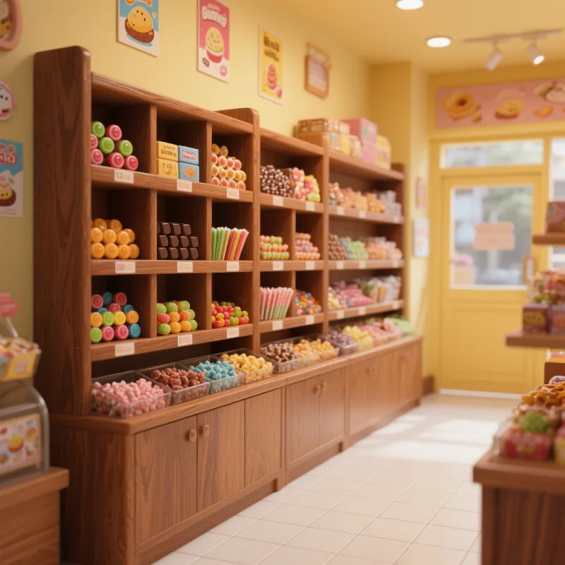 Wooden candy display cabinet Snack shop display cabinet for sale — view 4