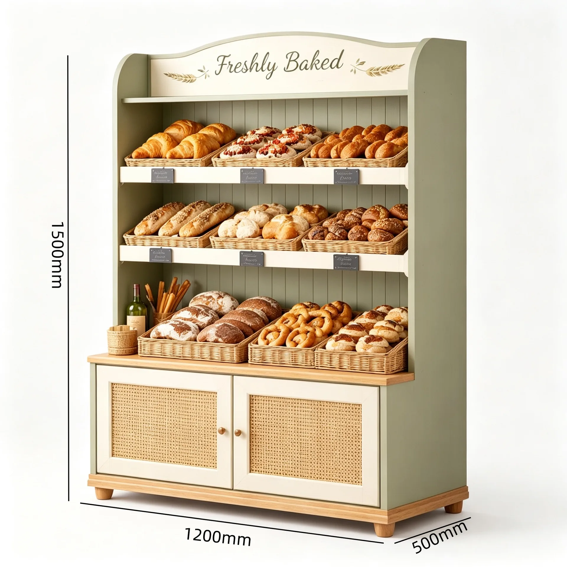 # Wooden Country‑Style Bakery Bread Display Cabinet for Bread Retail Shop — product detail 1