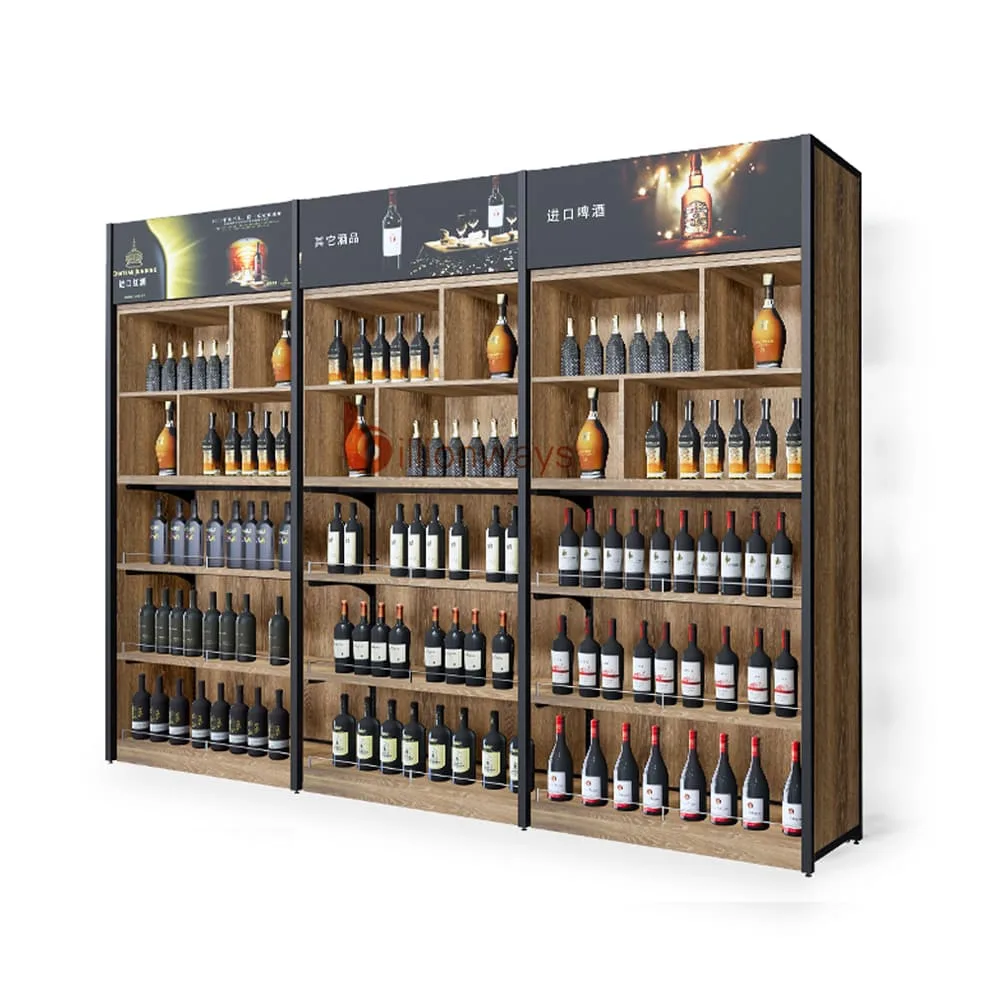 Wooden display wine cabinet Retail red wine display rack — view 4
