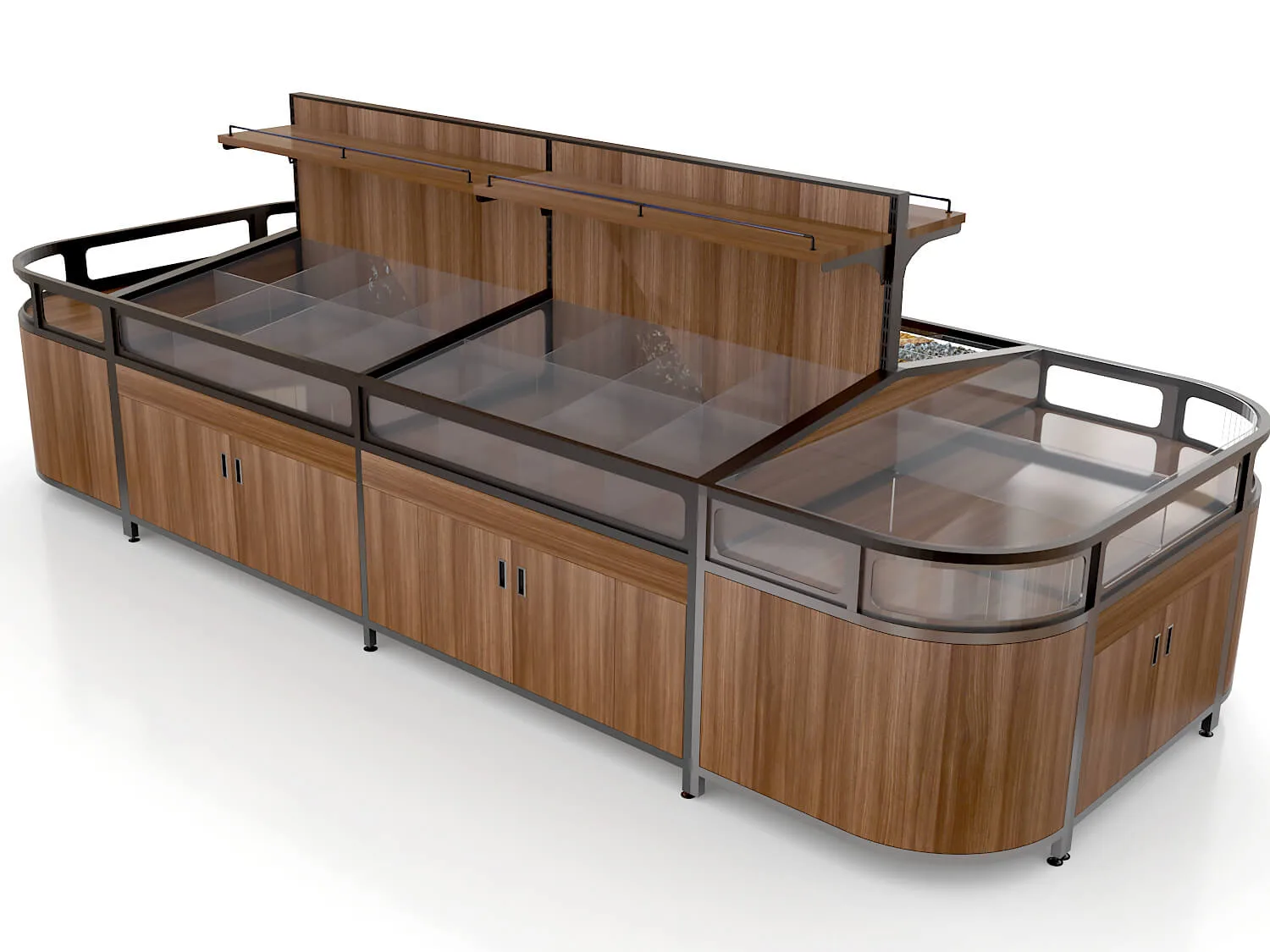 Wooden food stand design for retail display counter shop — view 3