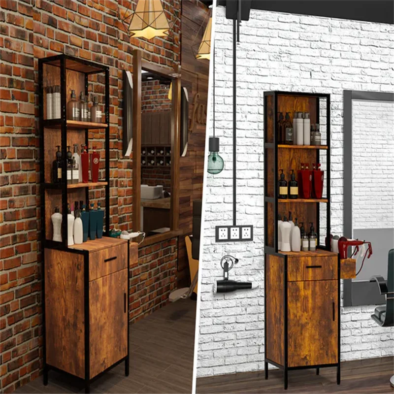 Wooden free standing barber station salon shop furniture on sale — view 3