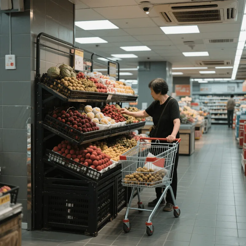 Wooden fruit display rack Supermarket & retail store display rack — view 3