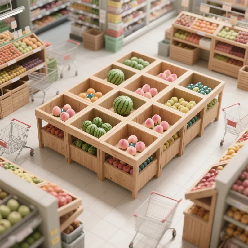 Wooden fruit display shelf Supermarket fruit display shelf for sale — view 3