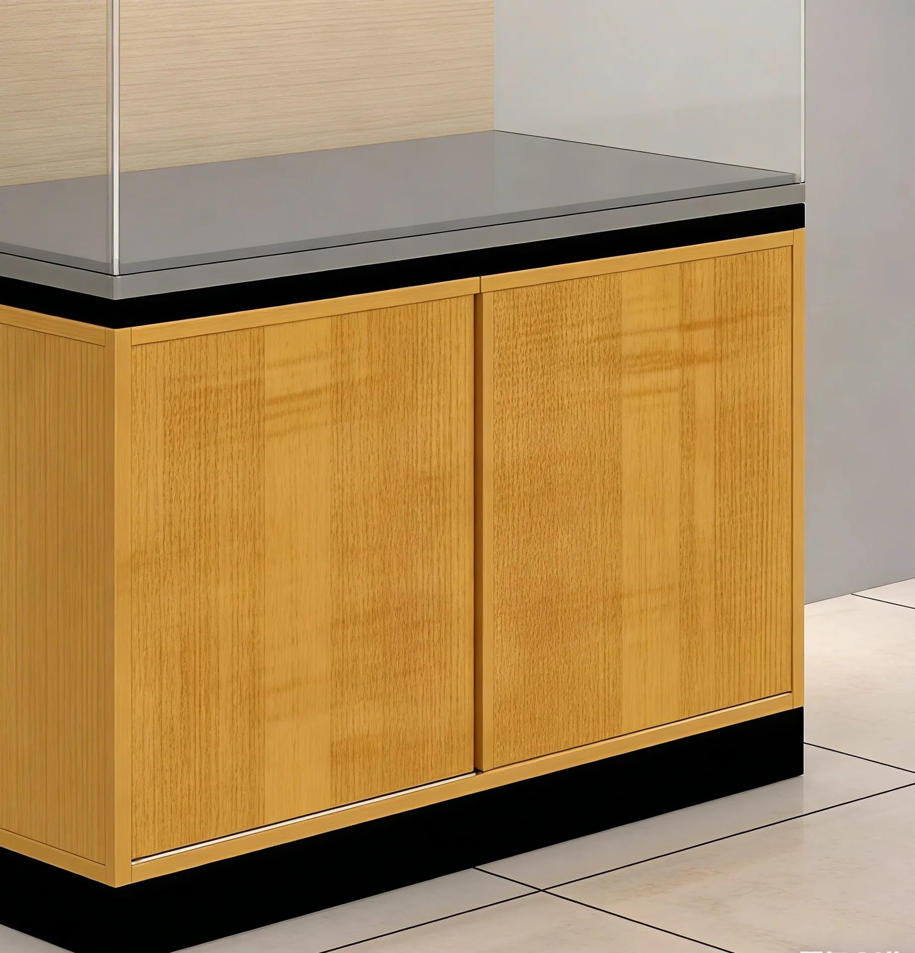 Wooden Glass Display Showcase with LED Lights & Storage, Tempered Glass Shelves for Retail — view 3