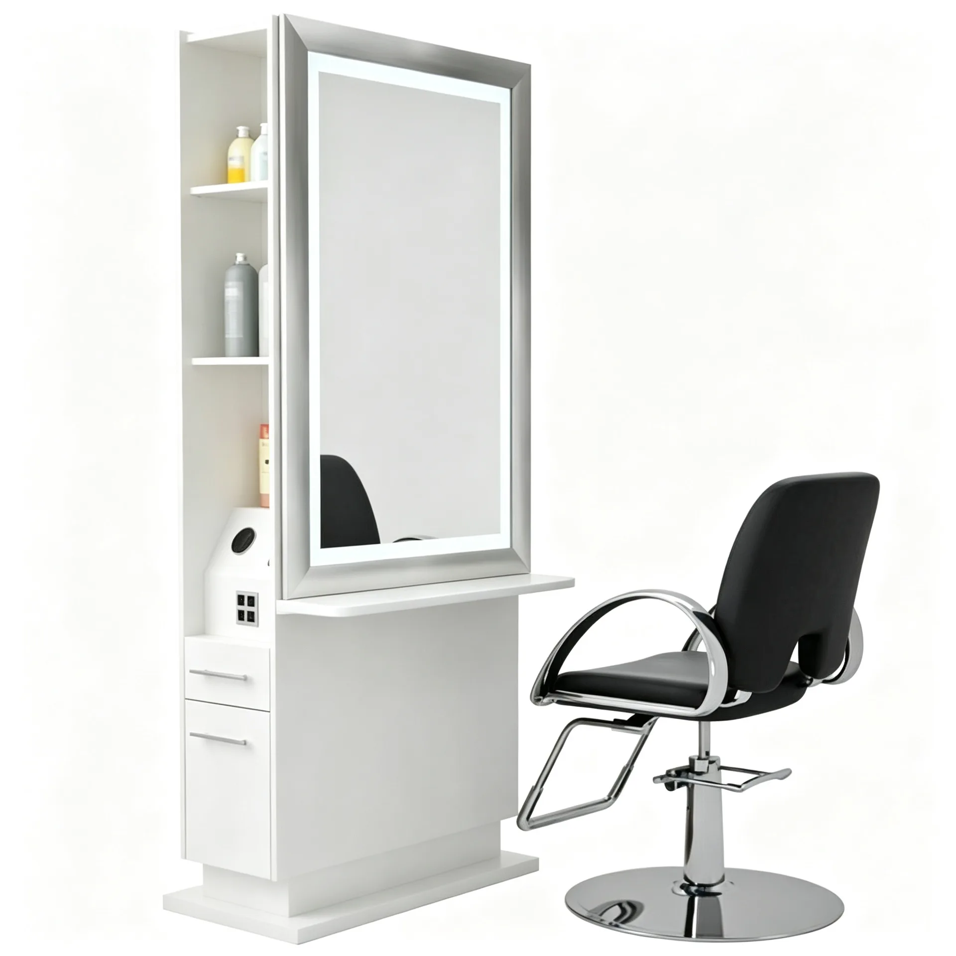 Wooden Hairdressing Styling Salon Mirror Station for Hair Beauty Salon — view 3