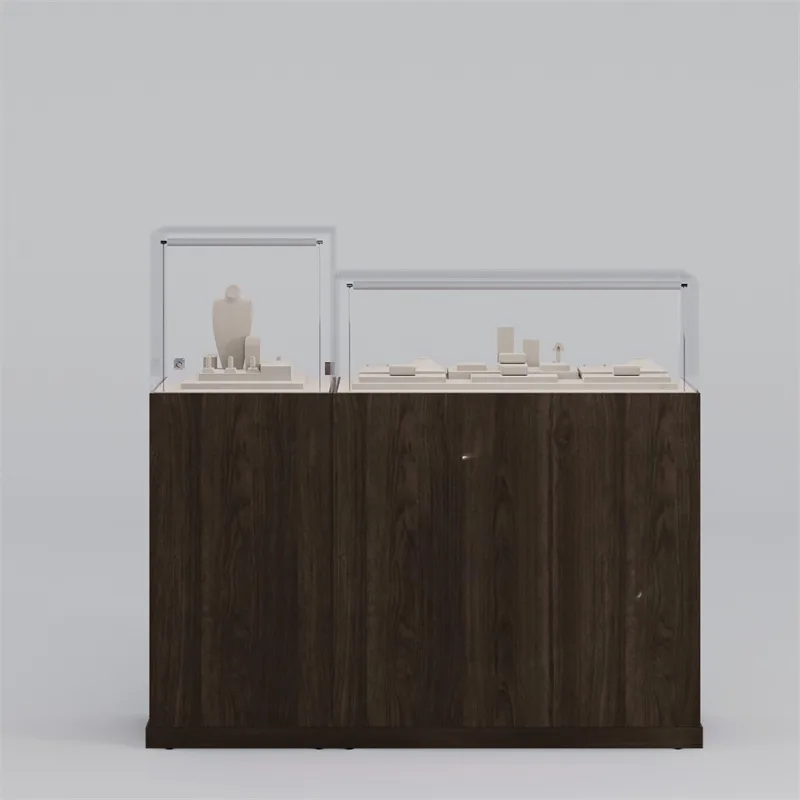 Wooden luxury jewelry display cabinet, double display with tempered glass on sale