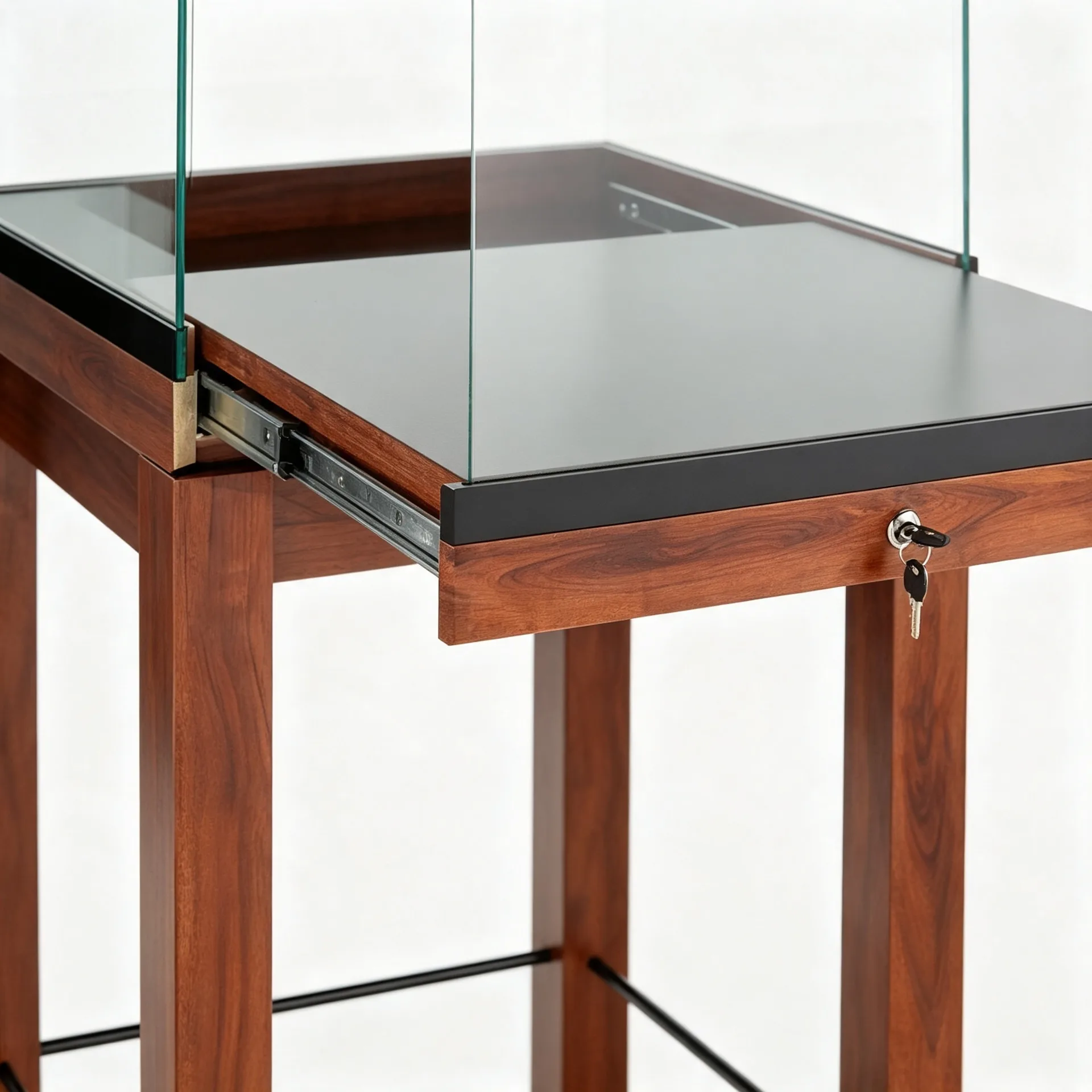 Wooden Pedestal Glass Display Case with Drawer Lock for Jewelry — view 3