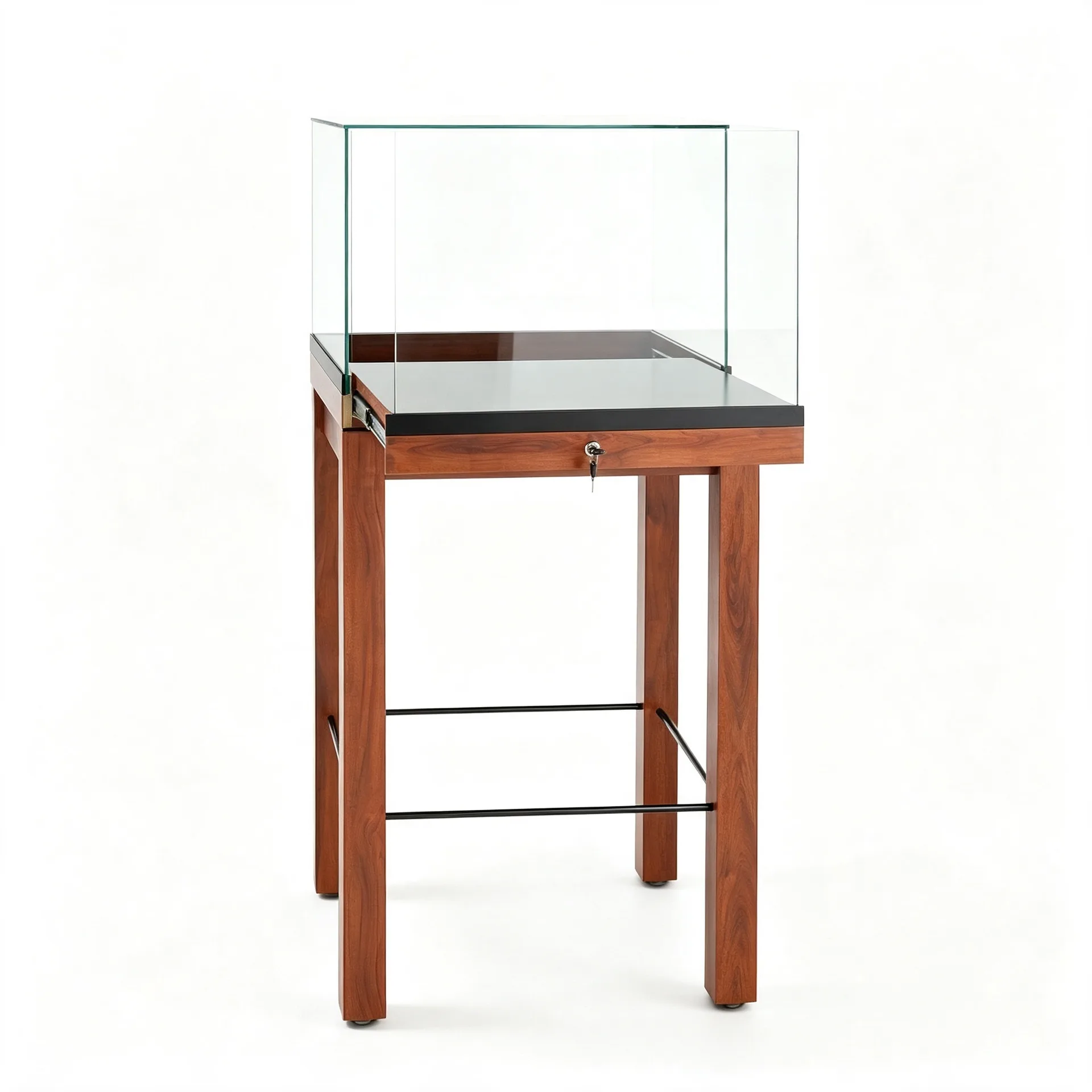 Wooden Pedestal Glass Display Case with Drawer Lock for Jewelry — view 4