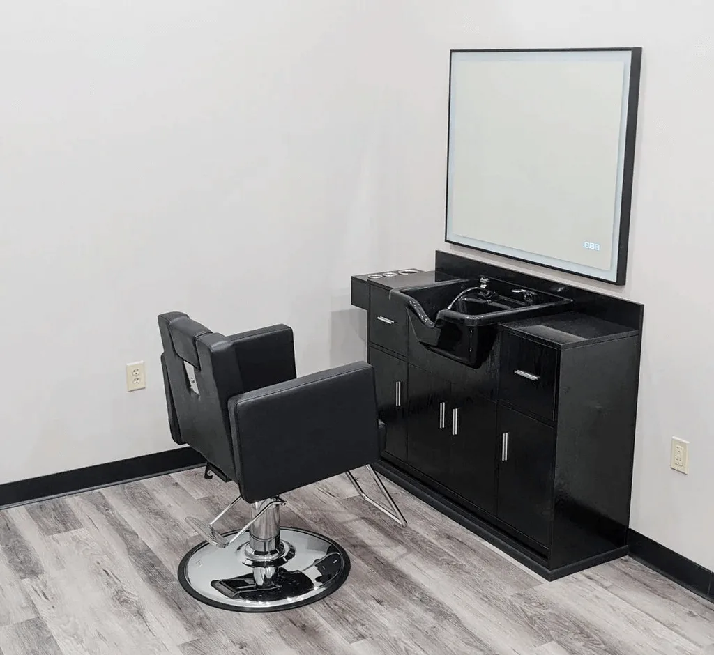 Wooden salon wet station Customized salon furniture for sale — view 4