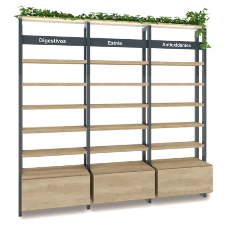 Wooden vintage cosmetic wall display cabinet skin-care display showcase — view 2
