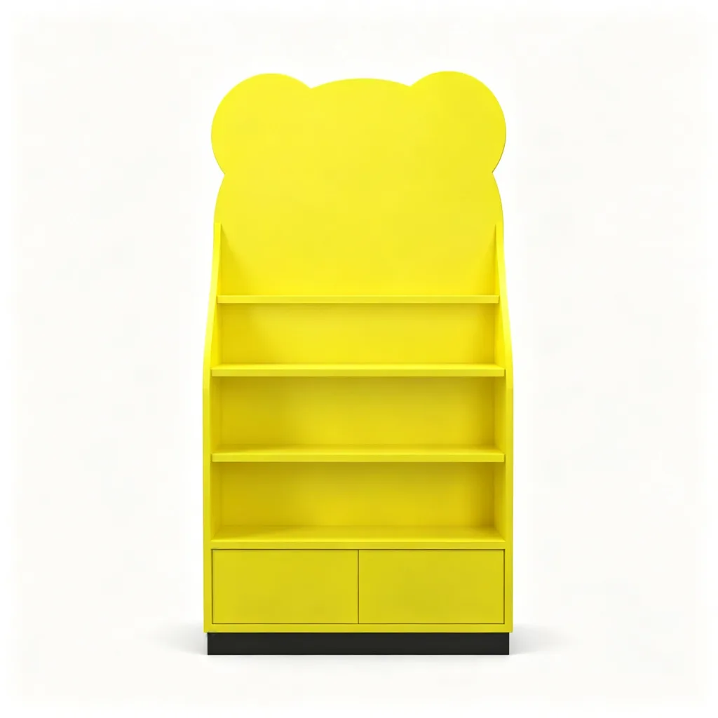 Yellow Bear Ear Candy Display Shelf 4-Tier with Storage Cabinet — view 4