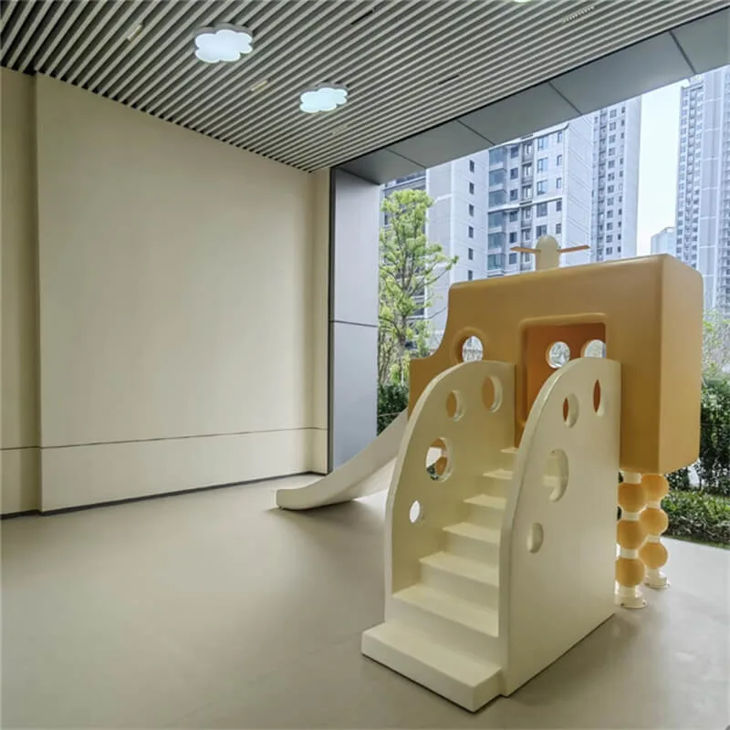 Yellow-White Cute FRP Slide Custom Kids Play Equipment for Residential Lobbies — view 3