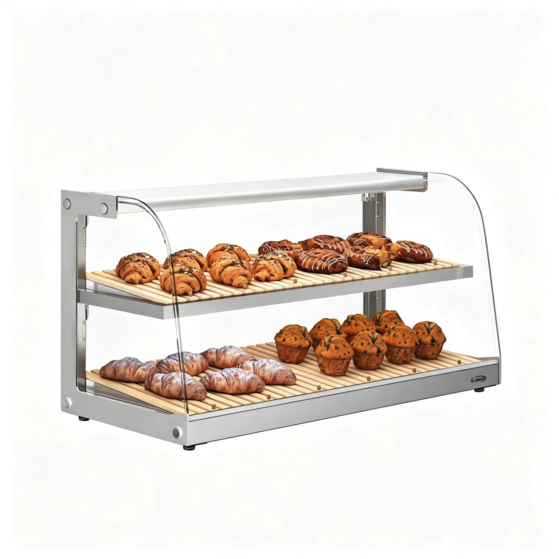 Countertop Bread Pastry Showcase with Wooden Trays for Bakery