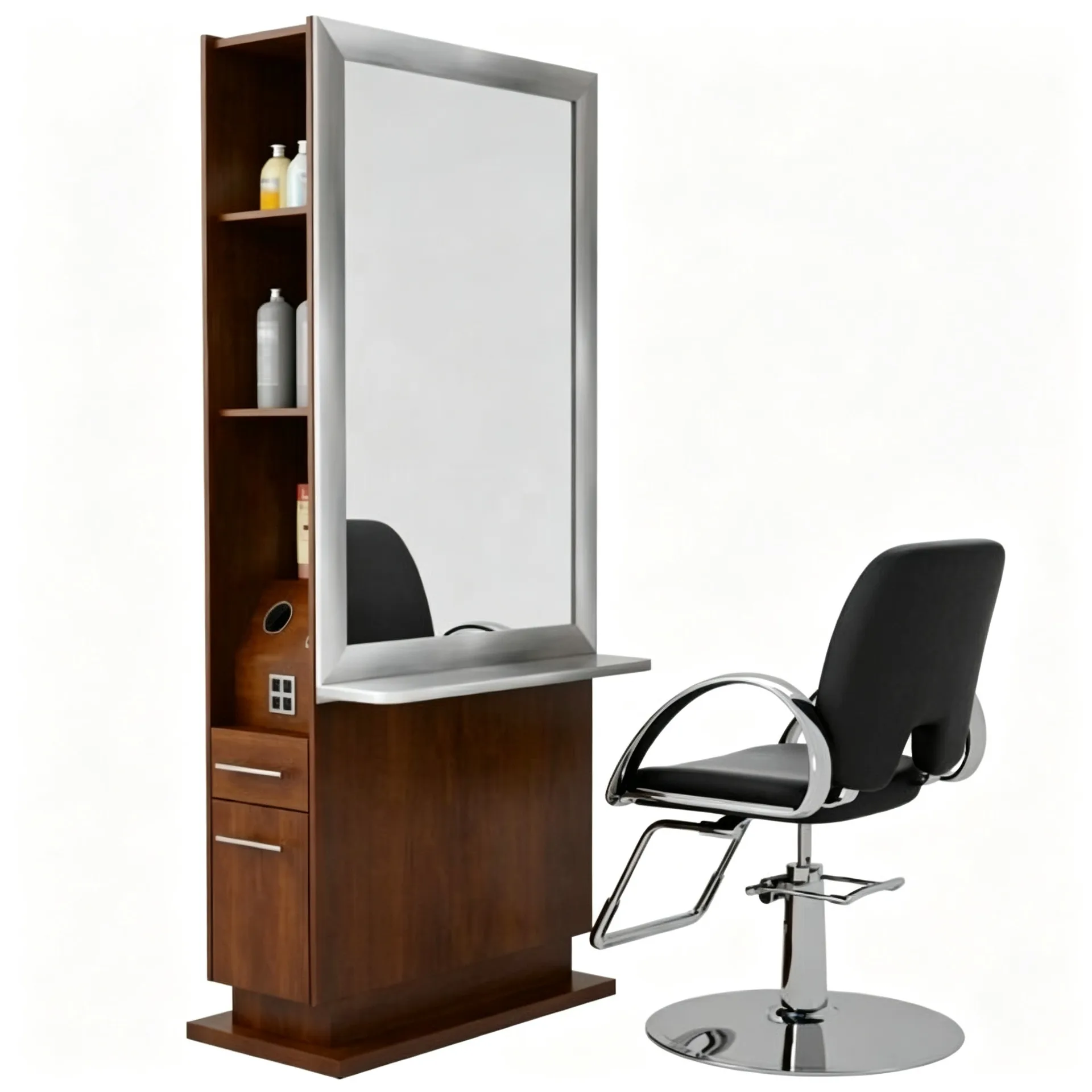Wooden Hairdressing Styling Salon Mirror Station for Hair Beauty Salon