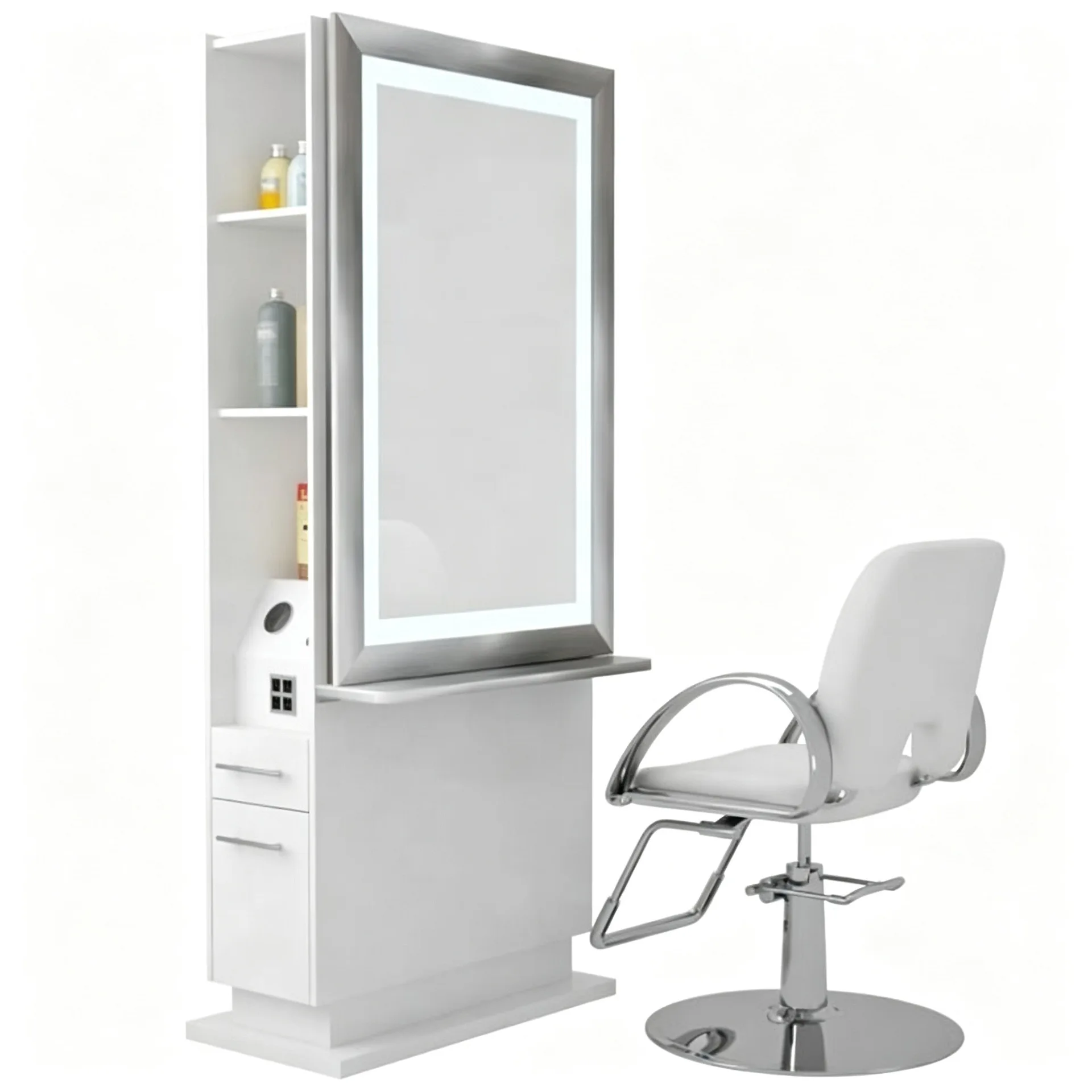 Wooden Hairdressing Styling Salon Mirror Station for Hair Beauty Salon — view 2