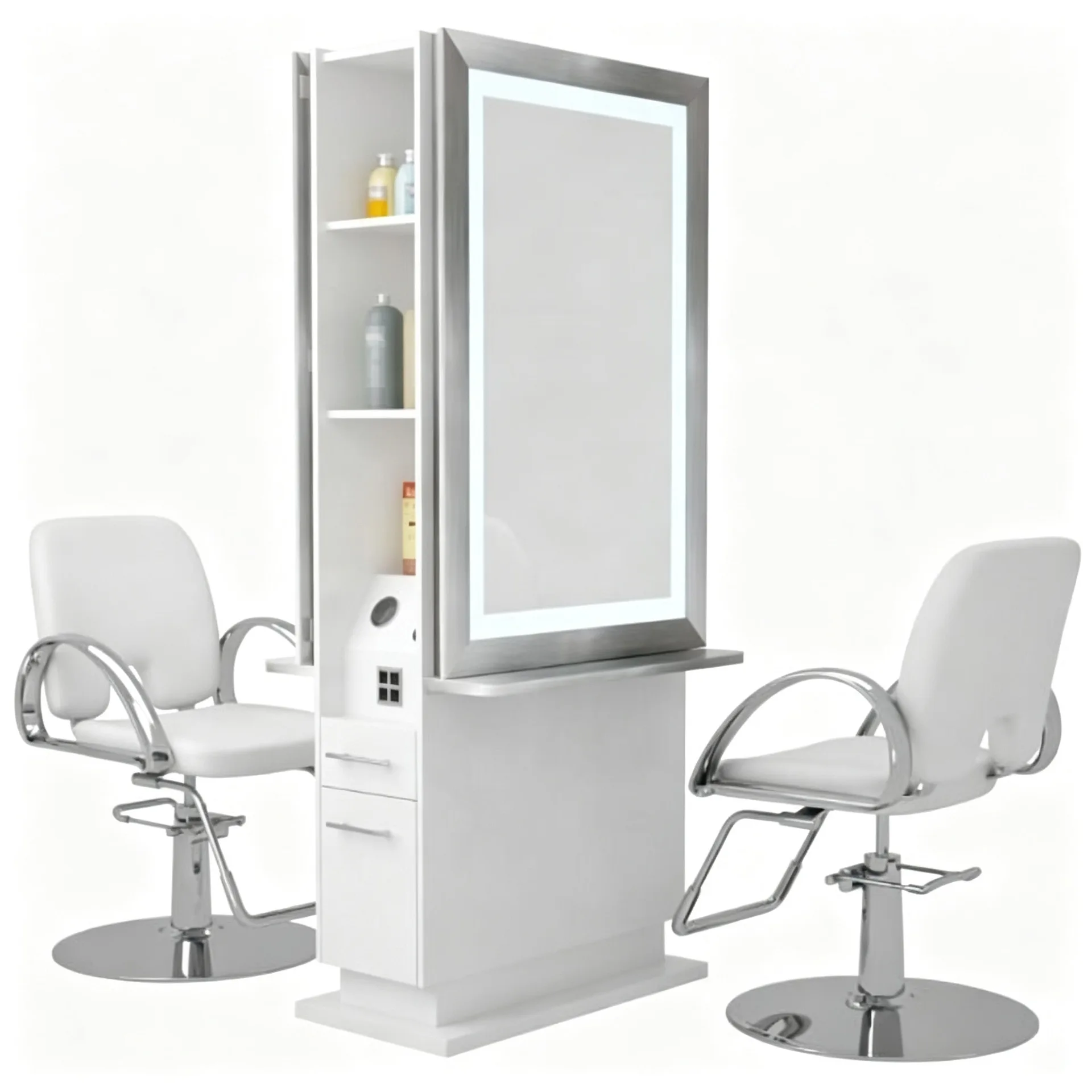 Double-Sided Barber Salon Styling Stations With Mirror – custom retail display image 5