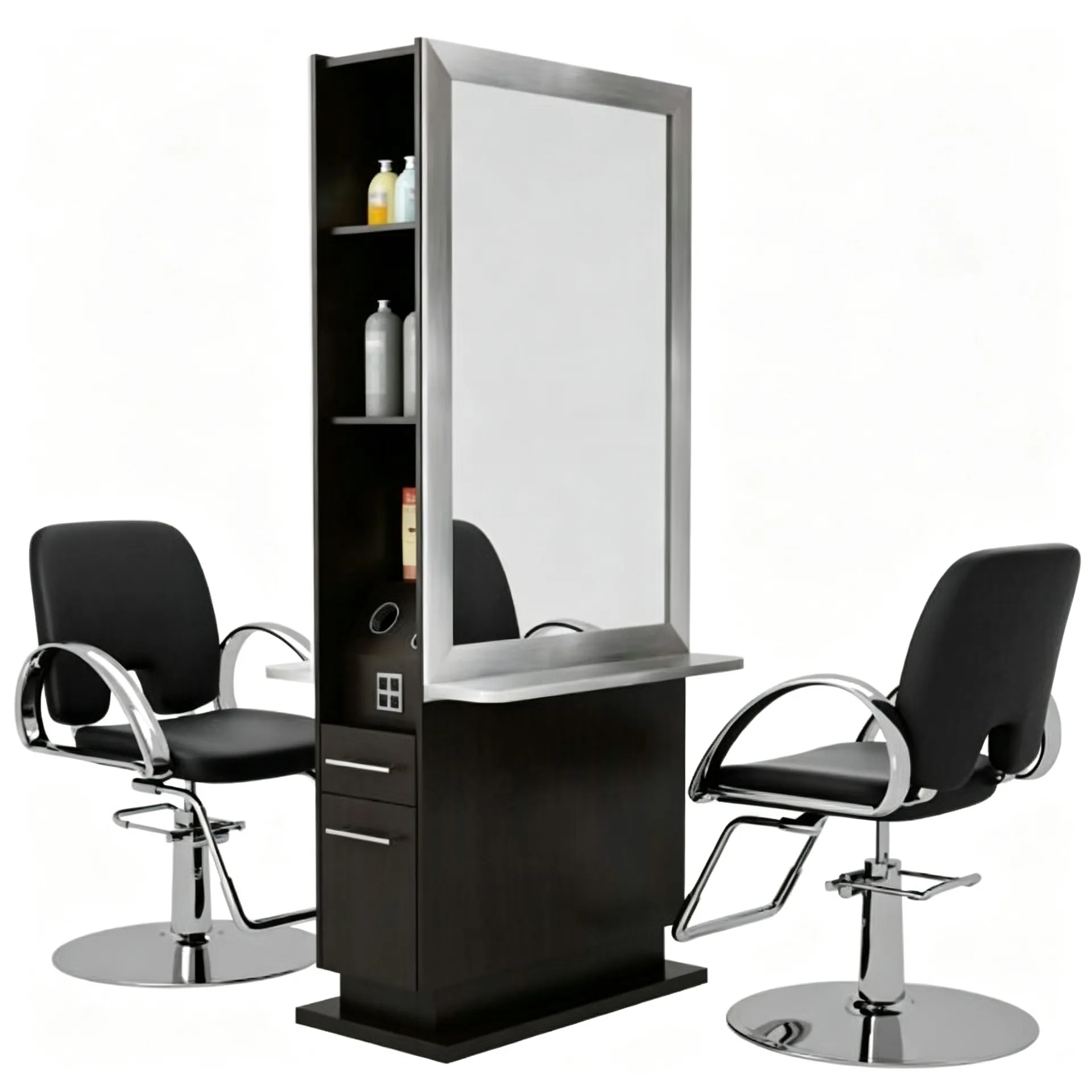 Double-Sided Barber Salon Styling Stations With Mirror – custom retail display image 6