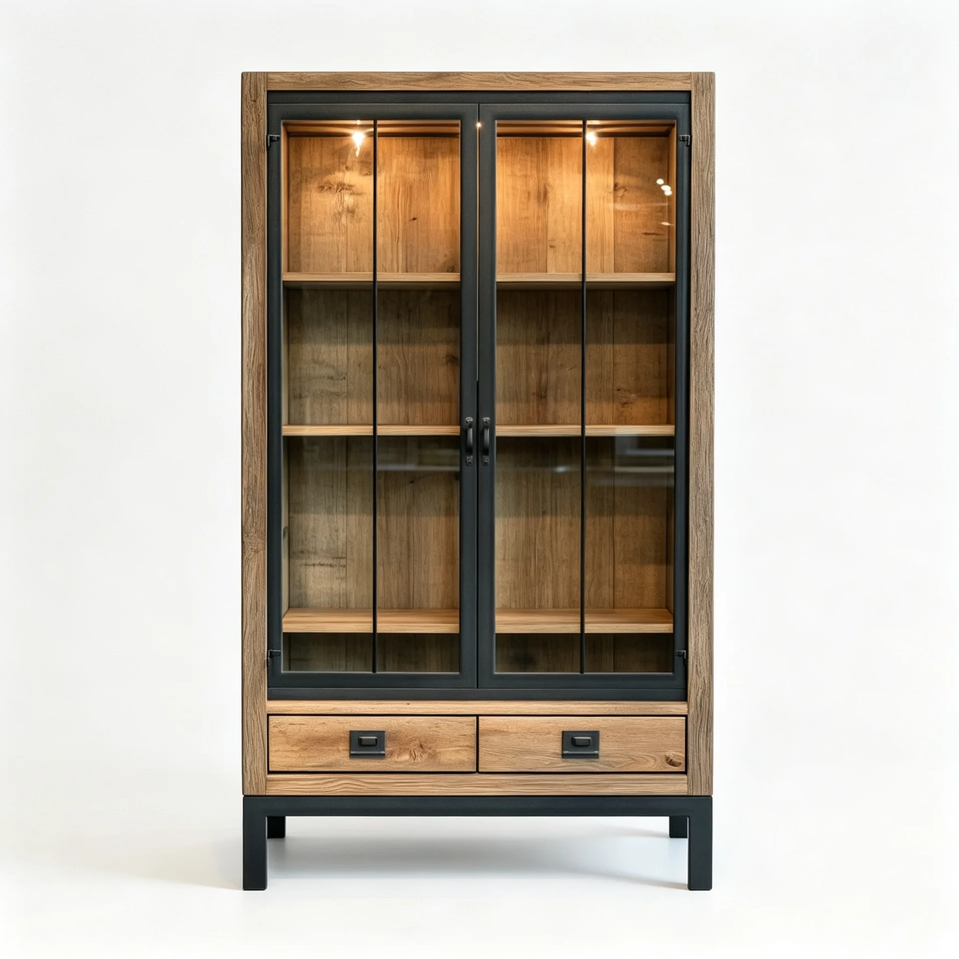 LED Lit Wooden Glass Display Cabinet for Retail Shop