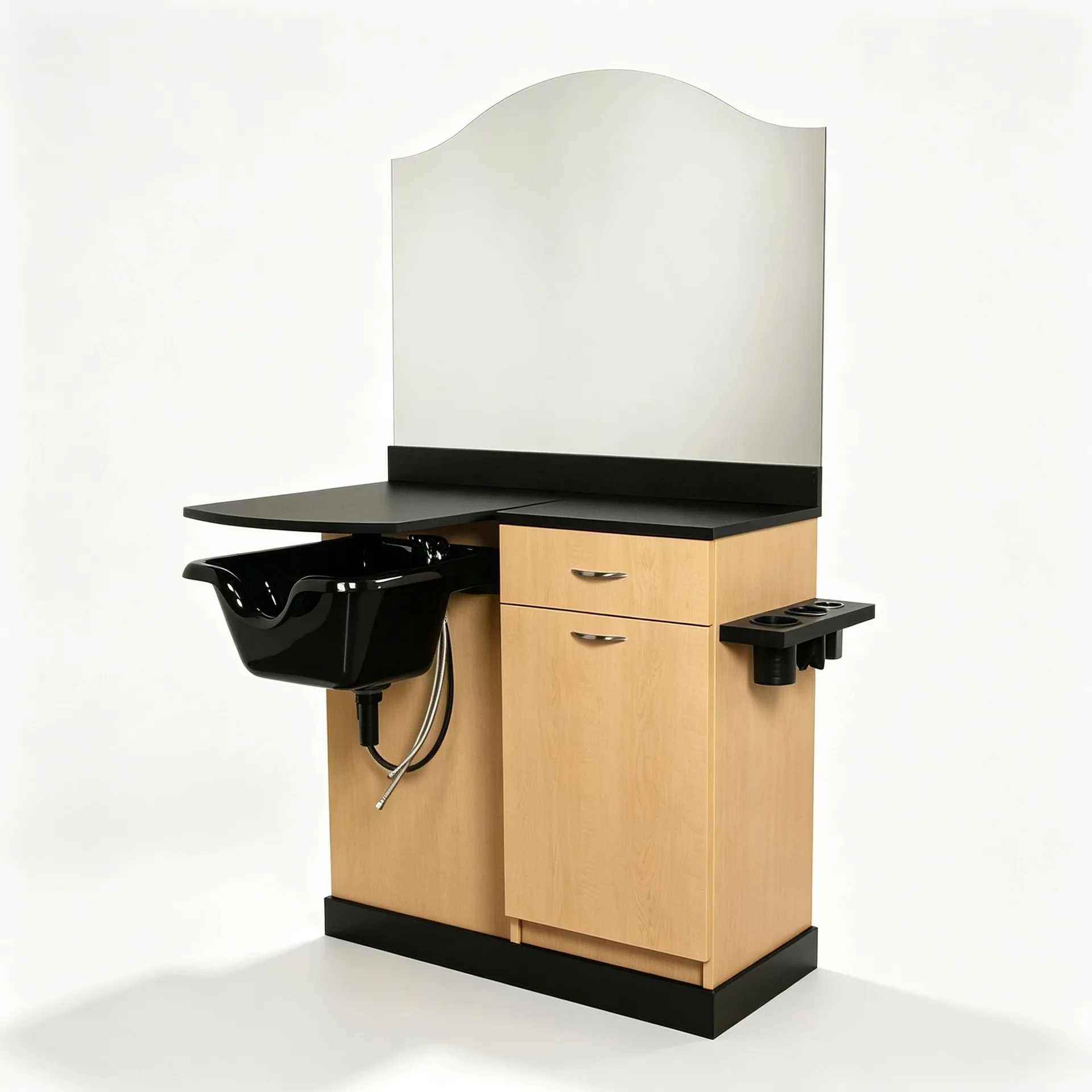 Combined Salon Shampoo Mirror Wet Station with Sink Cabinet for Hair Beauty Salon