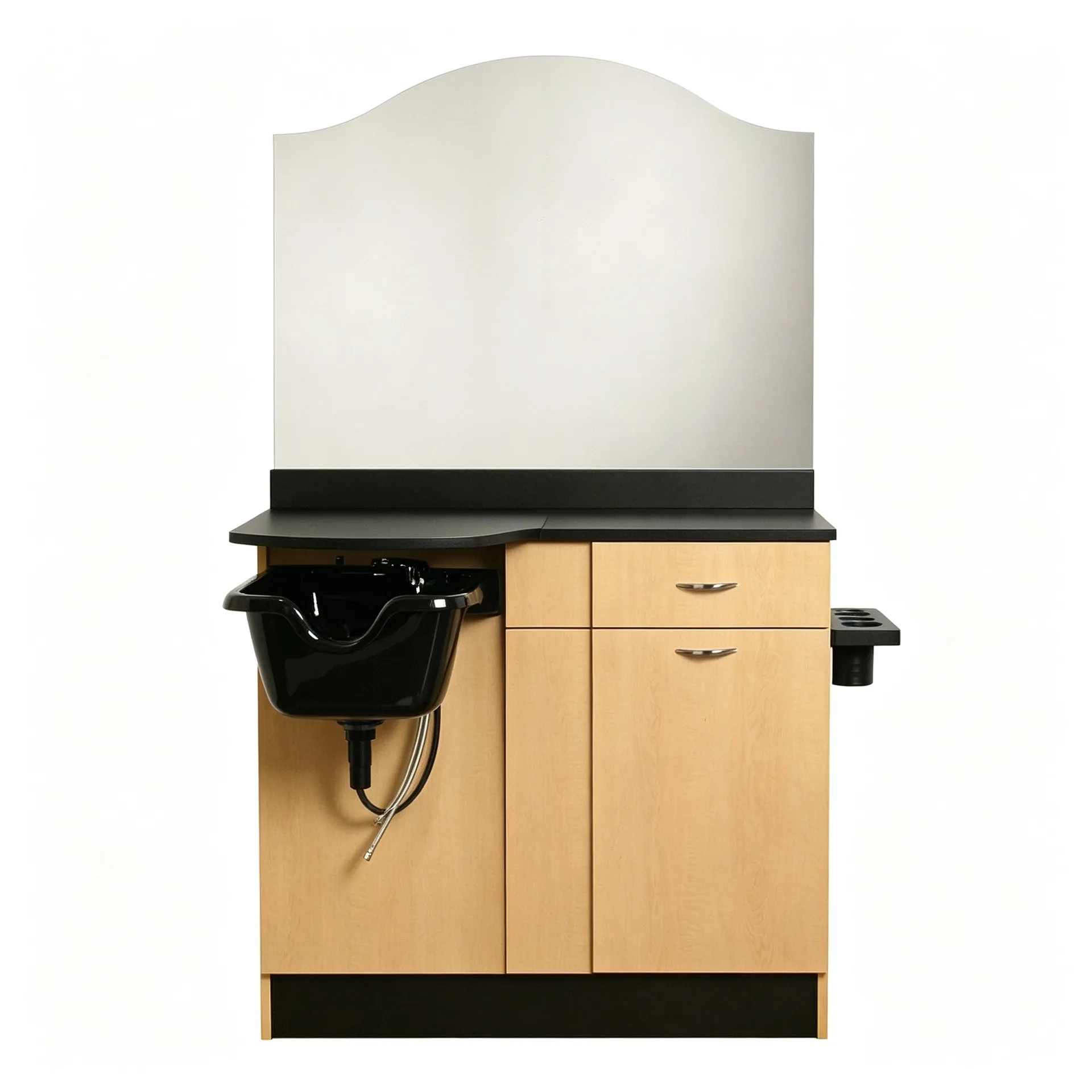 Combined Salon Shampoo Mirror Wet Station with Sink Cabinet for Hair Beauty Salon — view 2