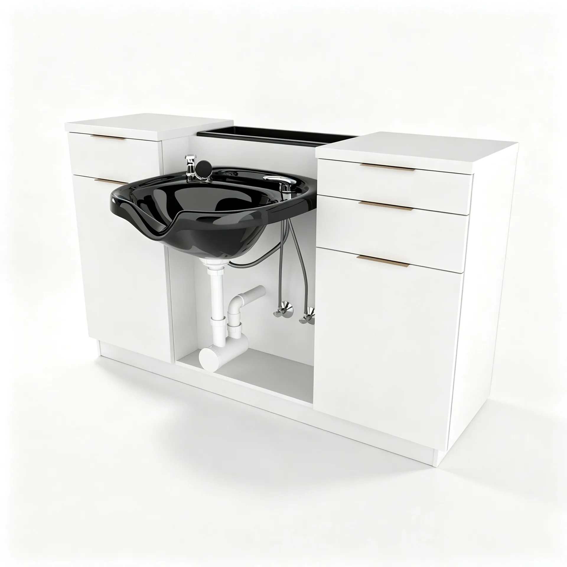 Modern White Double‑Side Salon Shampoo Cabinet Wet Station for Hair Salon Workspace