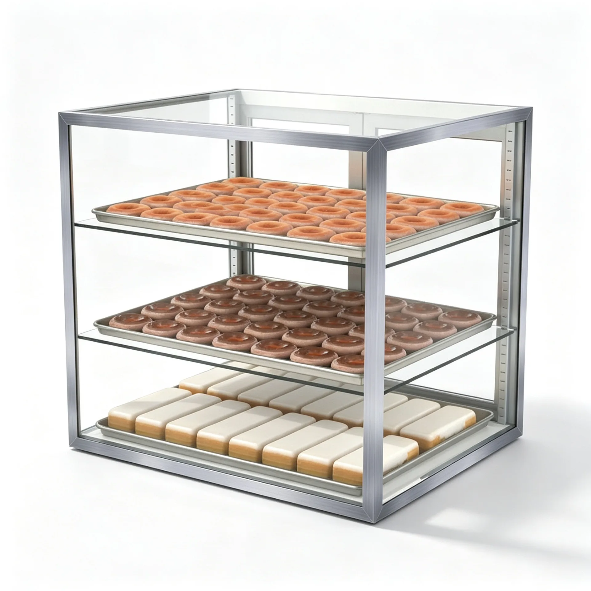Countertop Stainless Steel 3‑Tier Glass Bakery Display Case for Donuts Pastry Shop