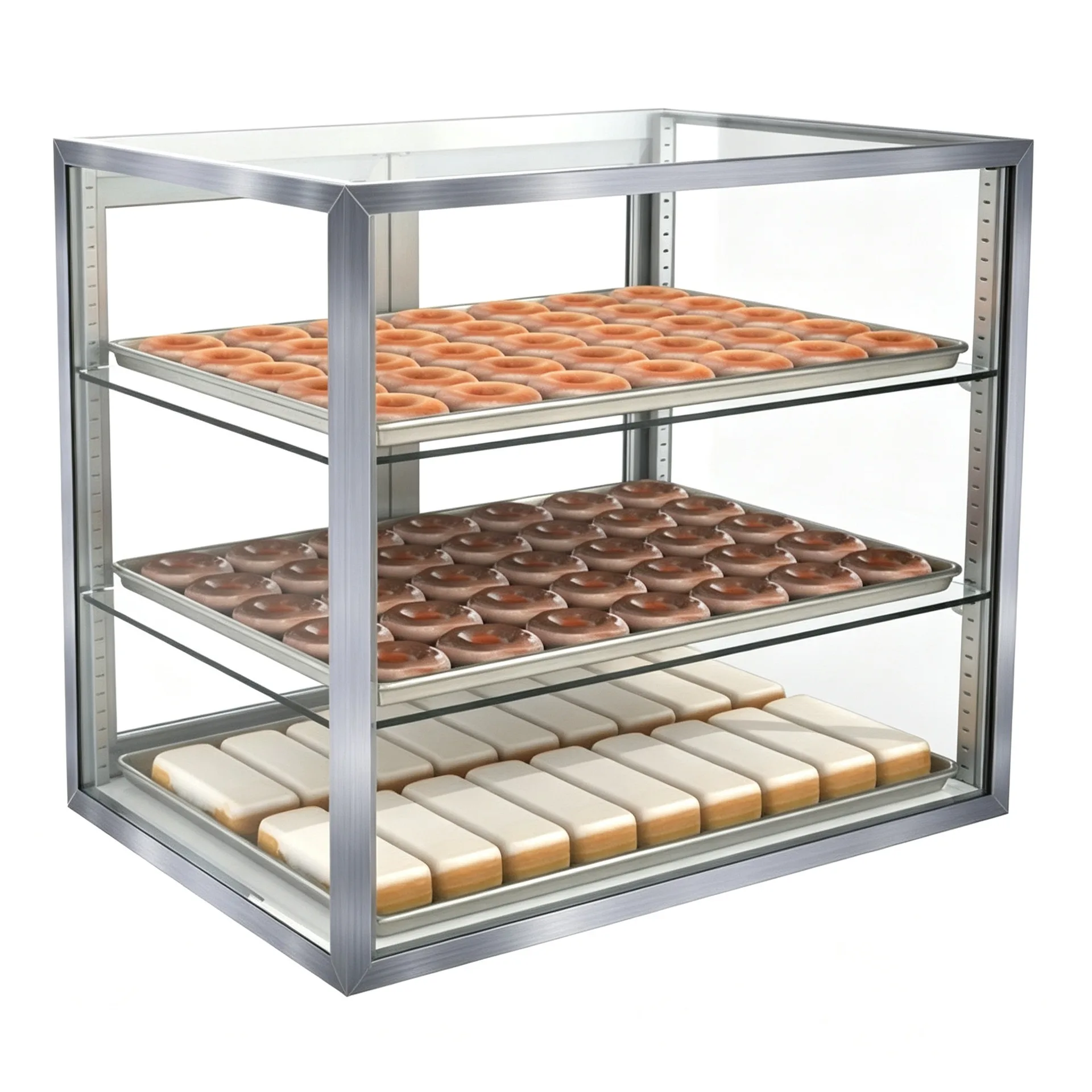 Countertop Stainless Steel 3‑Tier Glass Bakery Display Case for Donuts Pastry Shop — view 2
