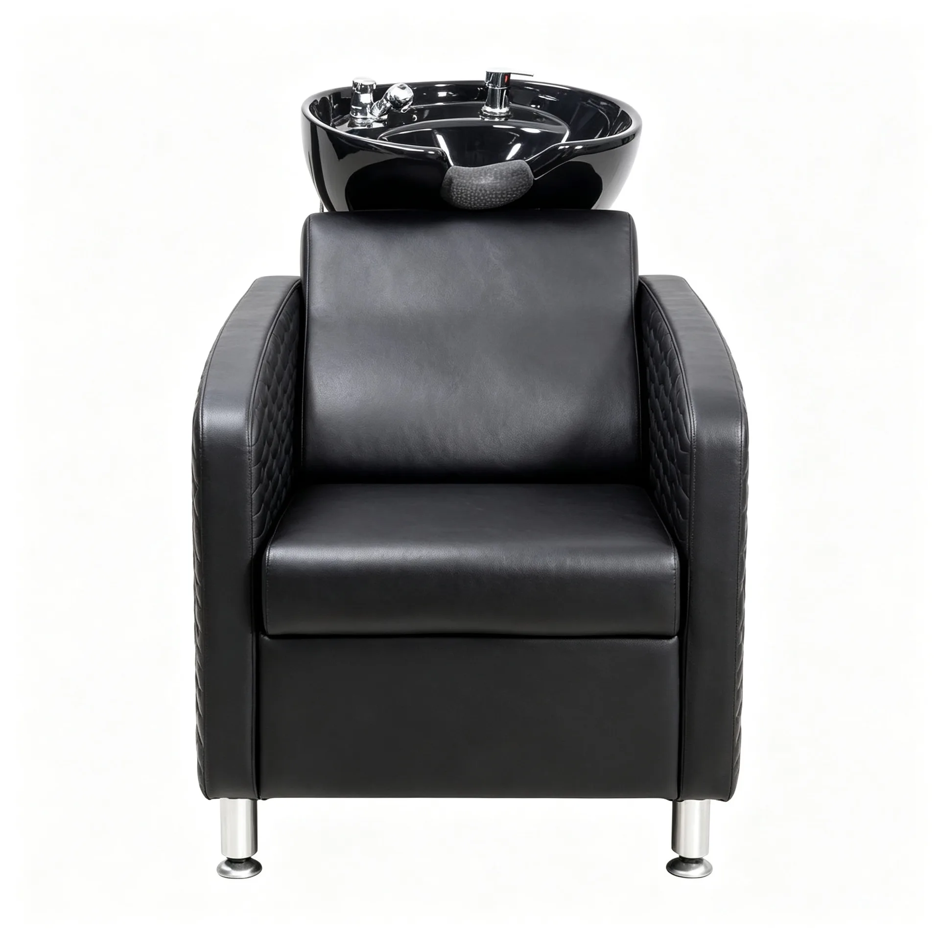 Black Reclining Salon Shampoo Chair with Washing Bowl for Hair Salon Barbershop Beauty Spa — view 2