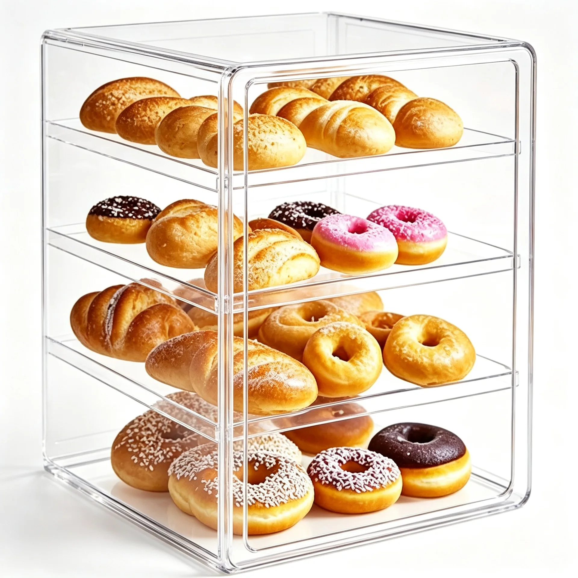 Acrylic 4‑Tier Enclosed Bakery Display Showcase for Cafe&Small Bakery
