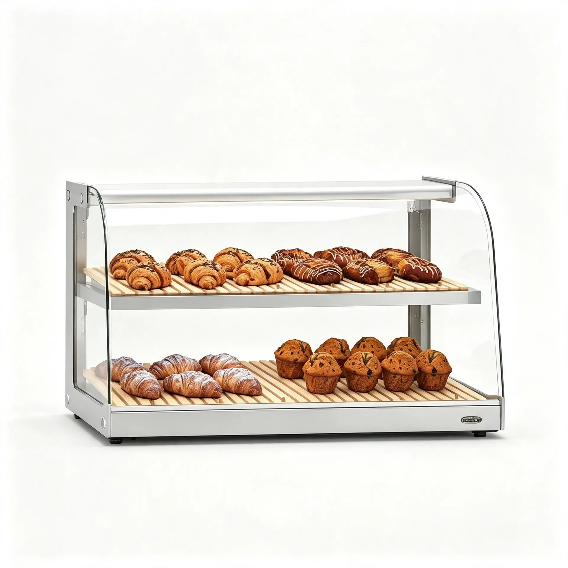 Countertop Bread Pastry Showcase with Wooden Trays for Bakery — view 2