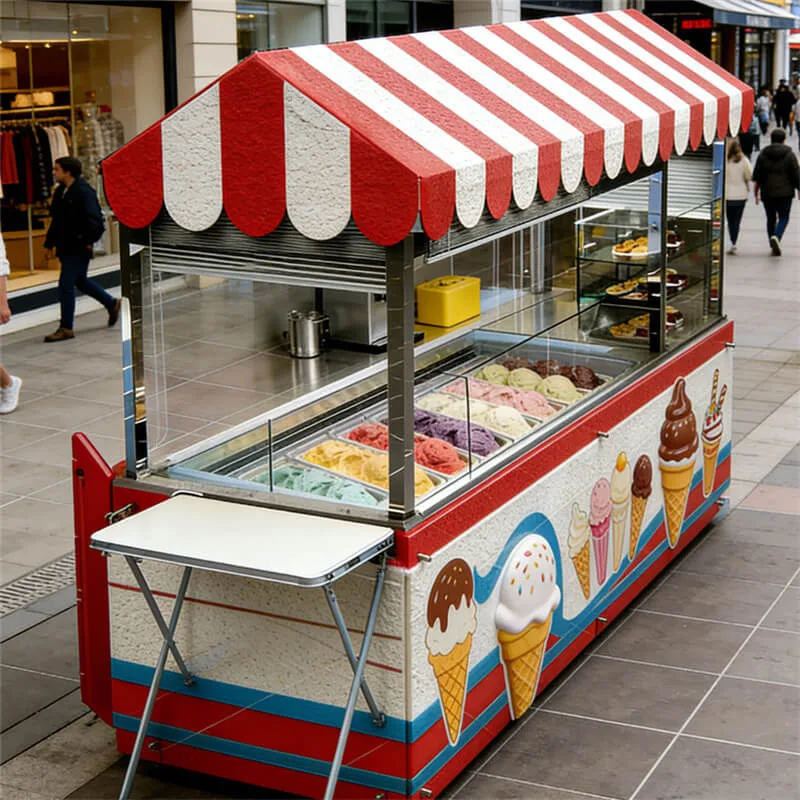 Red, White & Blue Folding Expandable Ice Cream Kiosk: A Mobile Outdoor Dessert Solution
