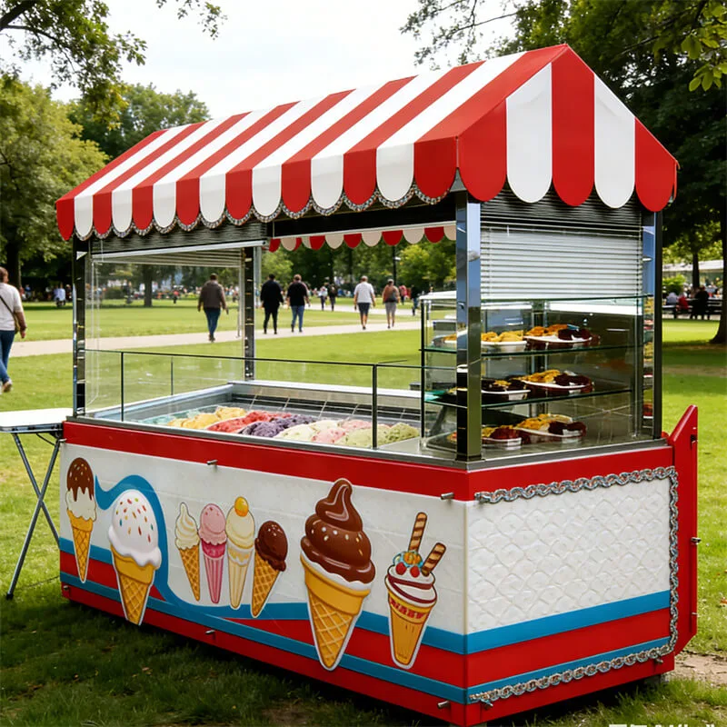 Red, White & Blue Folding Expandable Ice Cream Kiosk: A Mobile Outdoor Dessert Solution — view 2