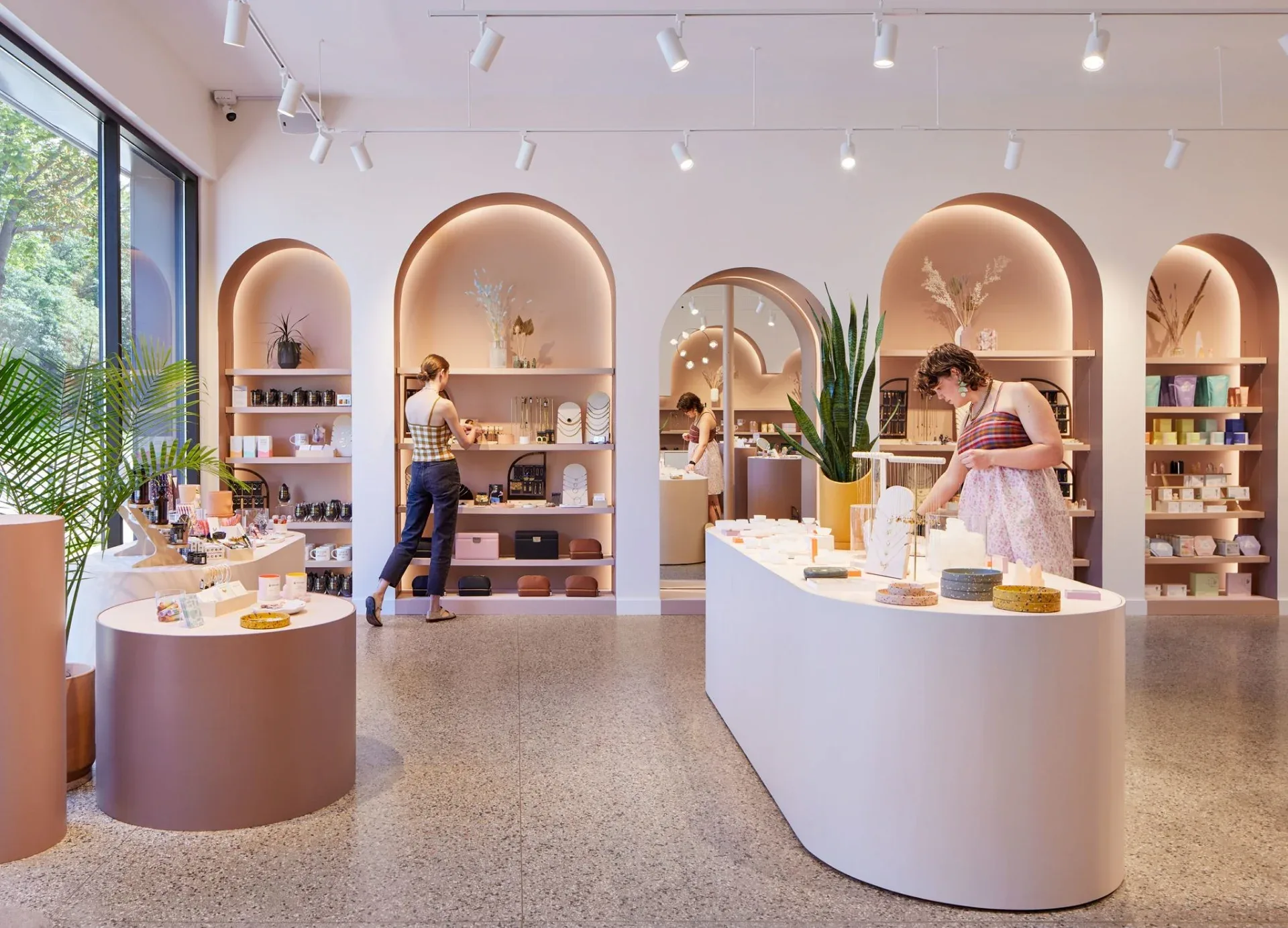 Charming Boutique Shop Design Customizable Purple Display Counters and Wall Cabinets