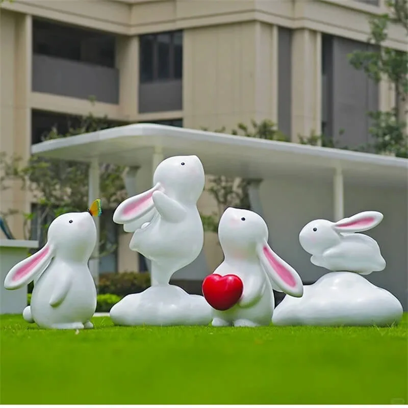 Large Rabbits Bunny Sculptures For Garden | Fiberglass – custom retail display image 19