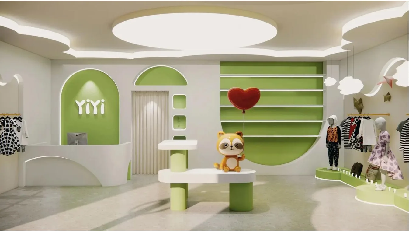 Green Kids Clothing Store Design Ideas Charming Clothing Display Shelves