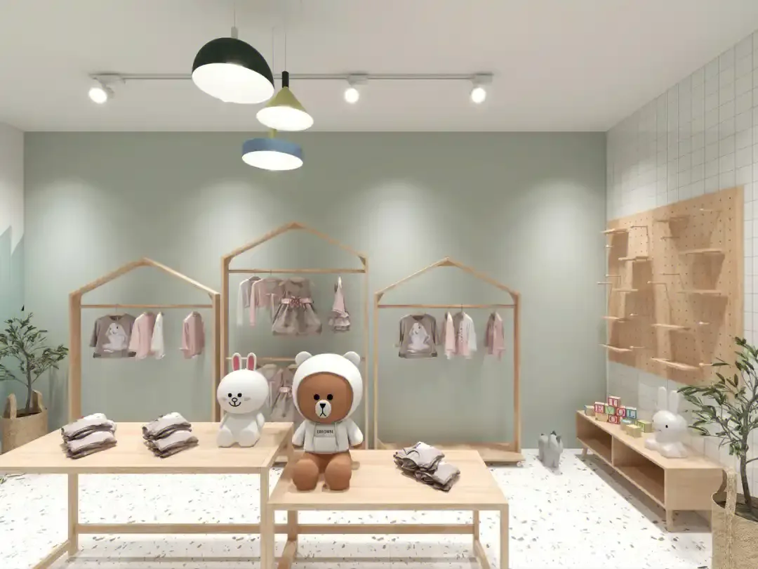 Minimalist Wooden Interior for a Children’s Clothing Shop