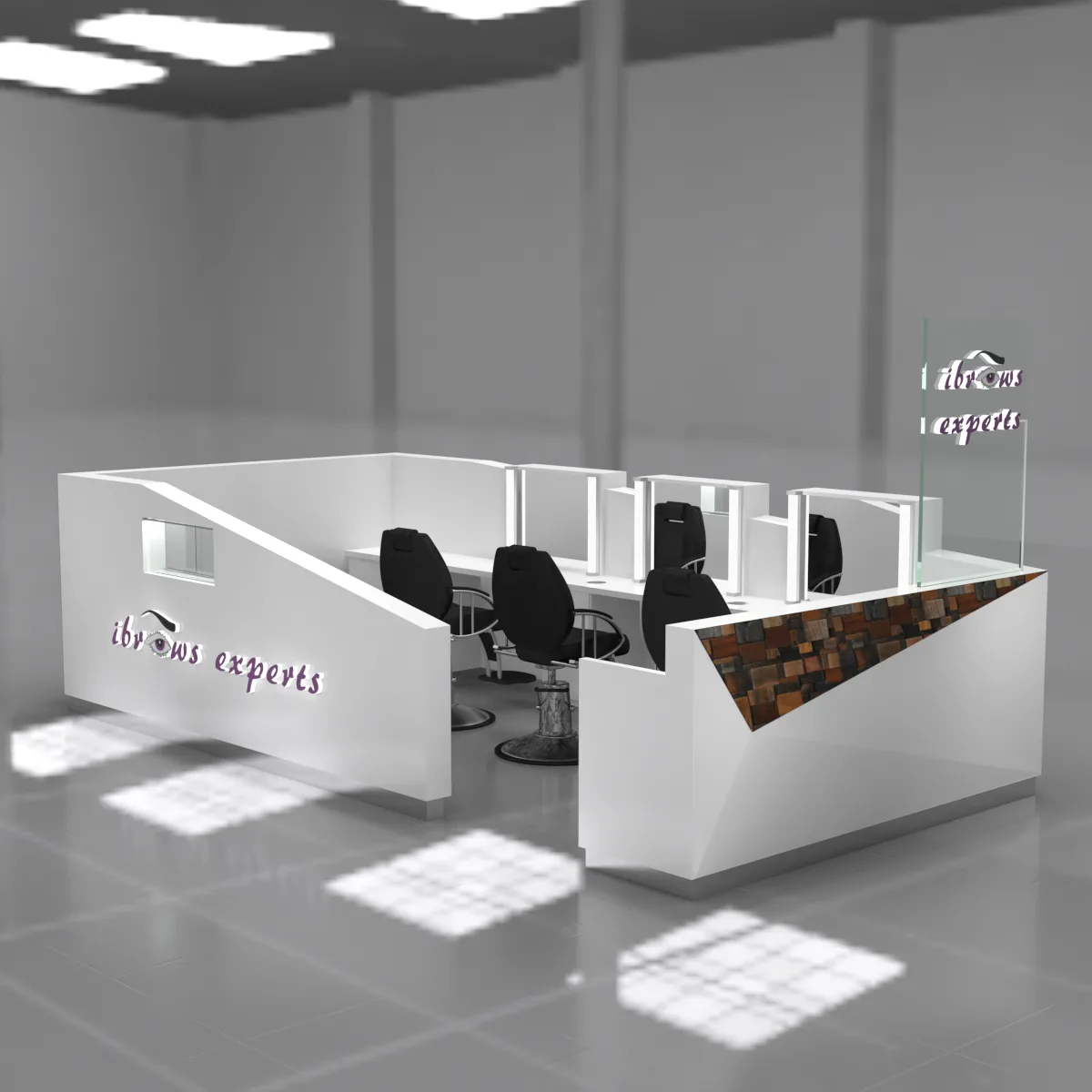 Eyebrow Threading Kiosk | Brow Bar For Sale – Unique eyebrow threading kiosk custom black eyebrow bar display beauty showroom