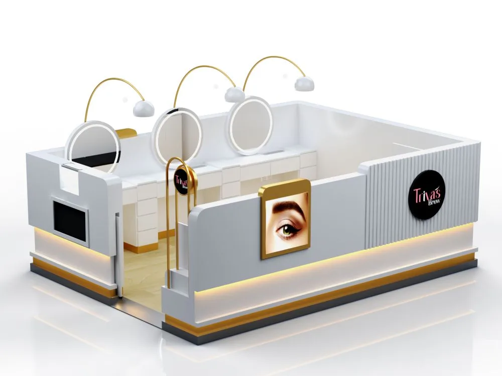 Eyebrow Threading Kiosk | Brow Bar For Sale – Unique eyebrow threading kiosk custom black eyebrow bar display beauty showroom