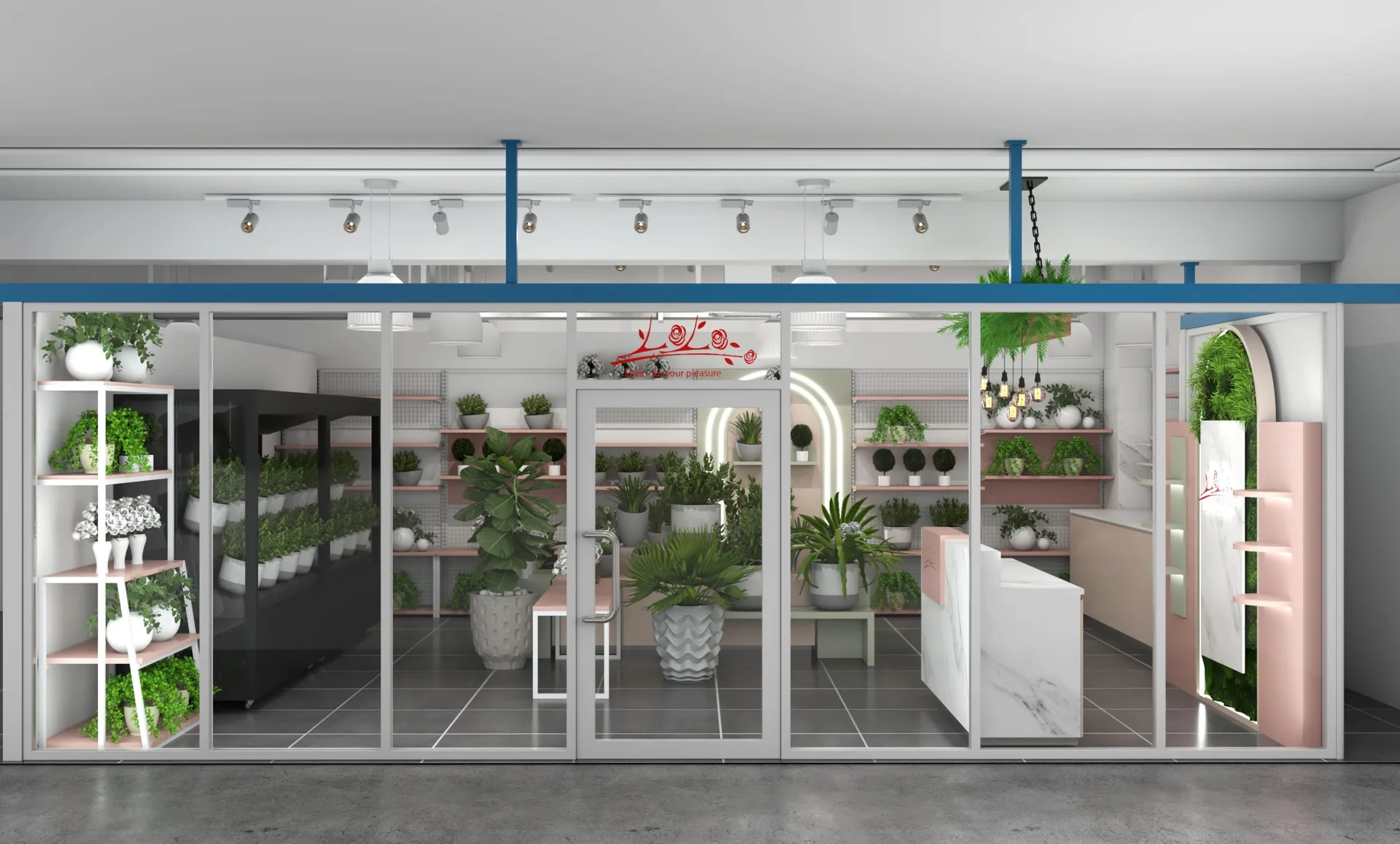 Flower Shop Design, Rack Displays Store Fixtures – Gold Frame Tiered Flower Display Cabinet image 4