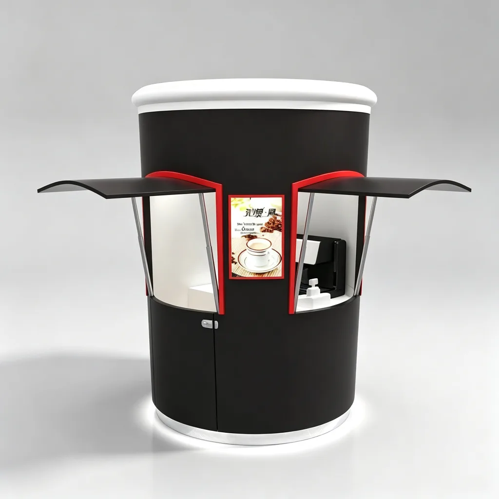 Black Coffee Cup Shape Outdoor Coffee Kiosk | Custom Mobile Coffee Shop Booth For Sale